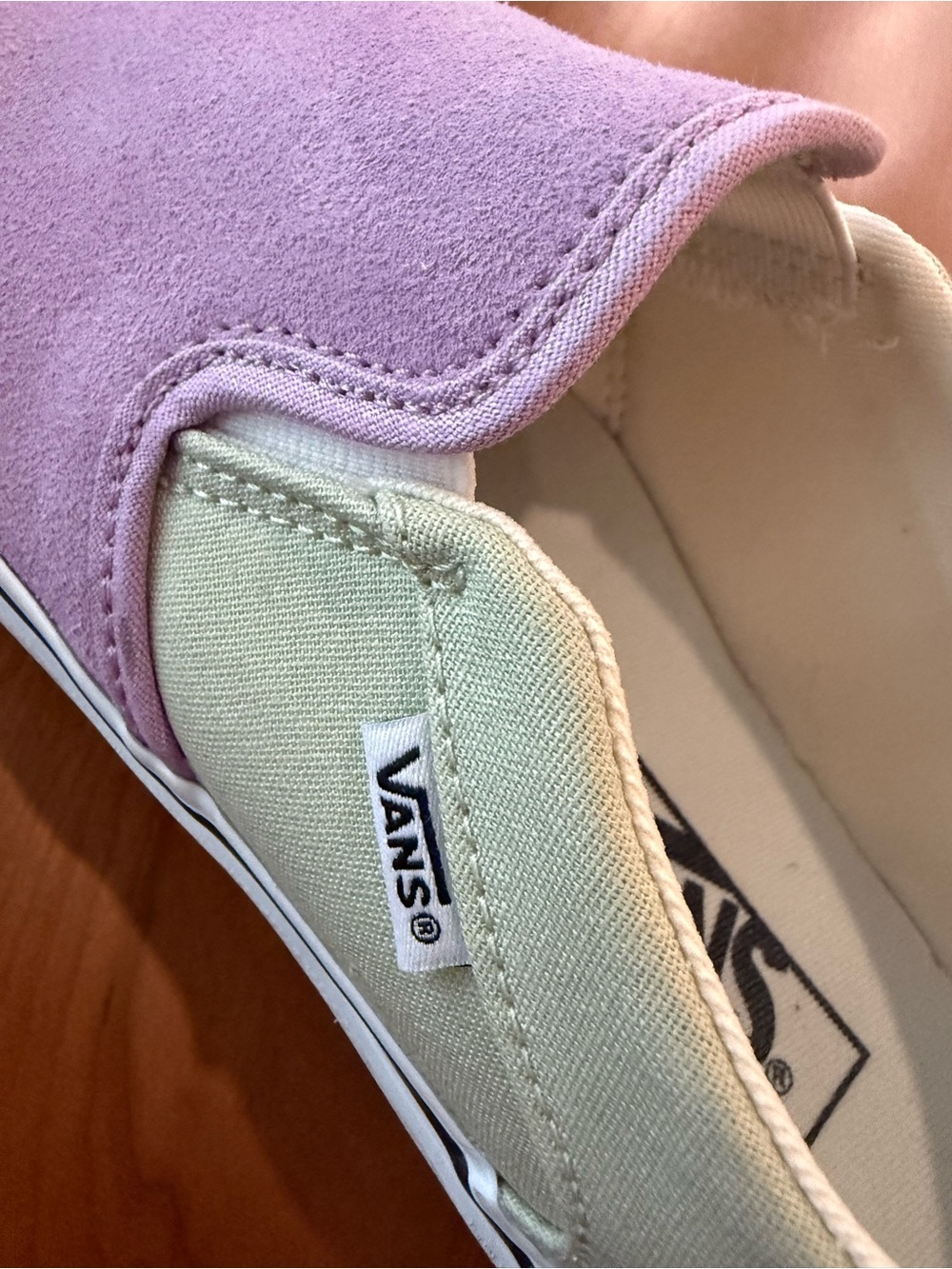 Vans Classic Slip-On Pastel Colorblock Suede Sneakers Women’s - Picture 5 of 7